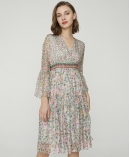 Floral print silk-chiffon dress